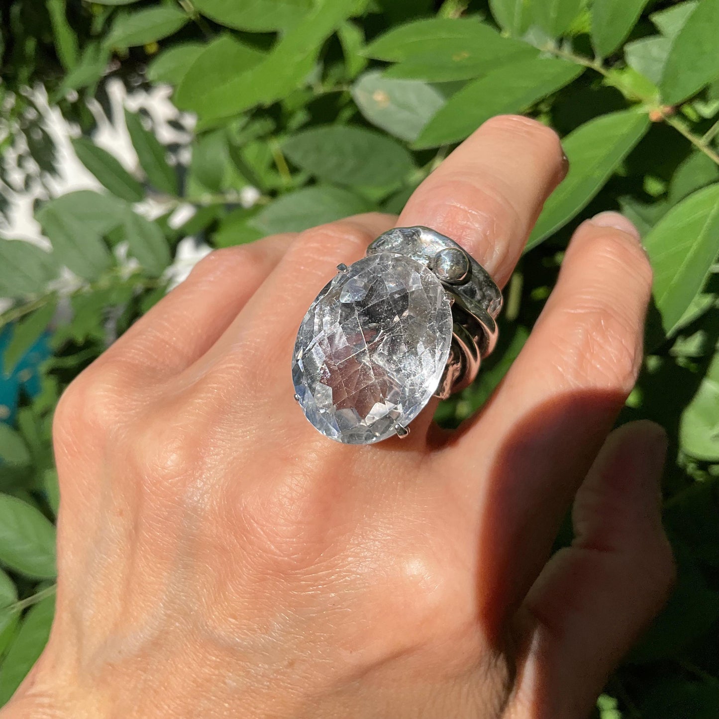Sterling Statement crystal quartz brutalist band ring 7 Colors Of Etnika