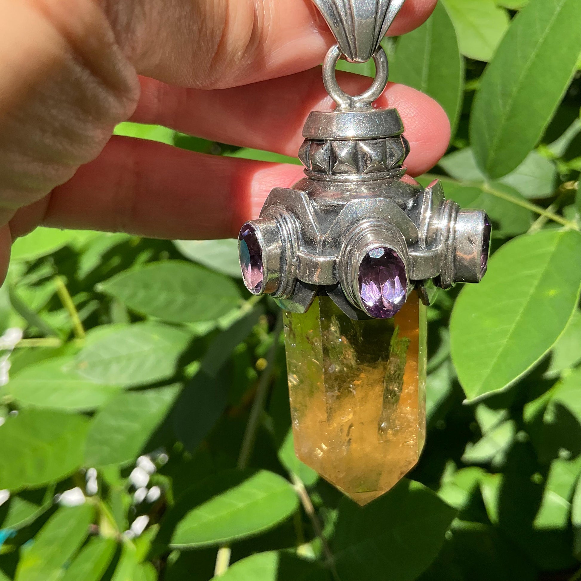 sterling silver Natural citrine amethyst pendant Colors Of Etnika