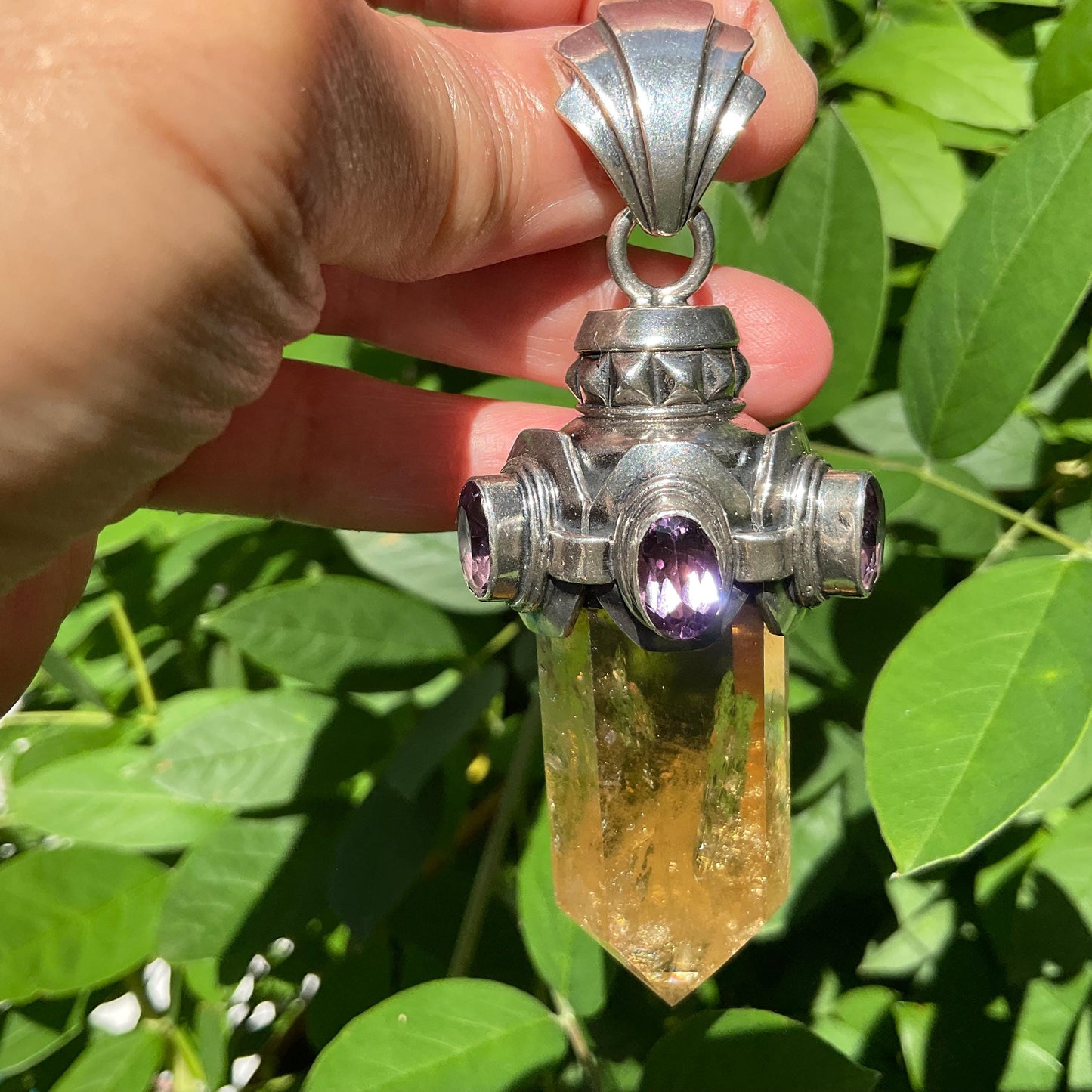 sterling silver Natural citrine amethyst pendant Colors Of Etnika