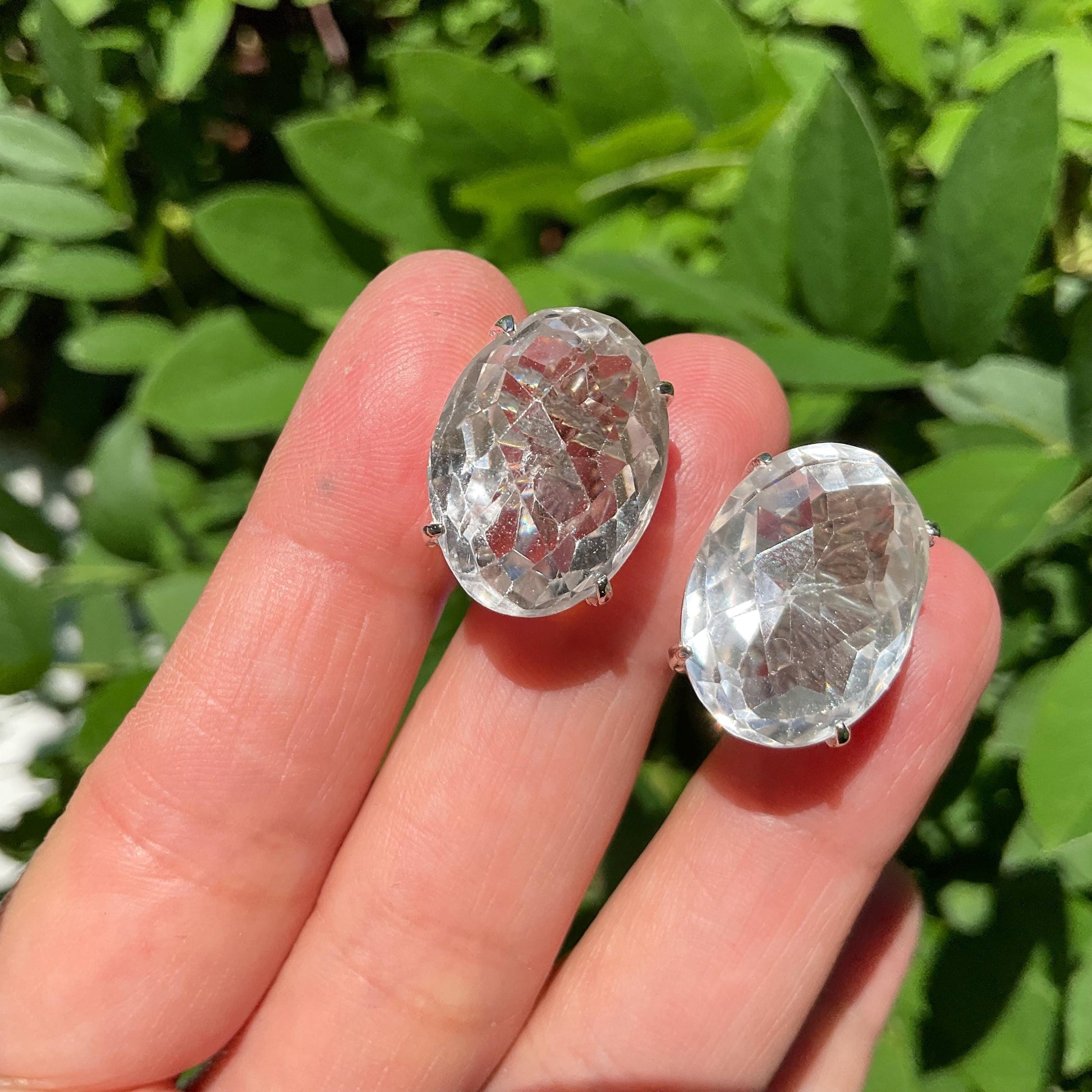 Sterling silver crystal quartz large post earrings Colors Of Etnika
