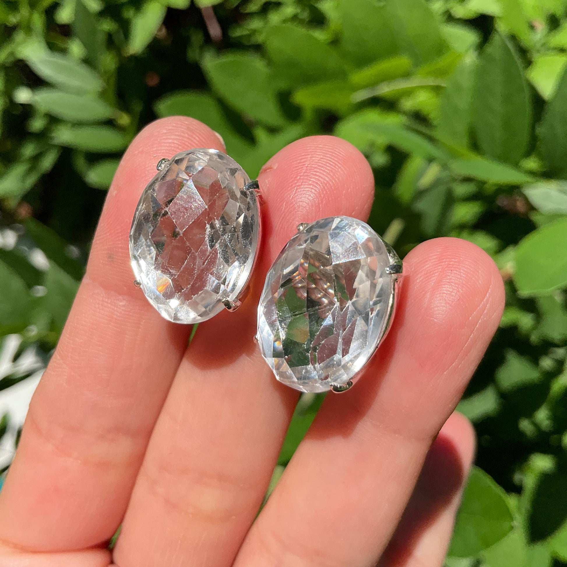 Sterling silver crystal quartz large post earrings Colors Of Etnika