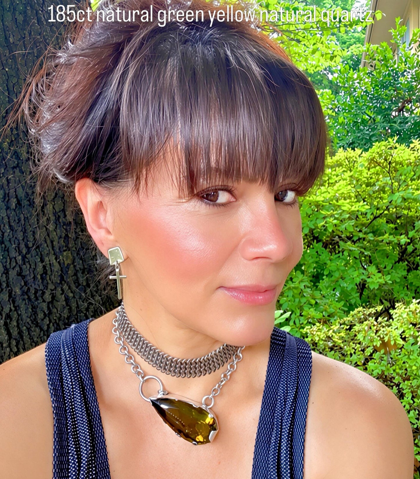 Sterling silver natural lemon quartz 185ct necklace Colors Of Etnika