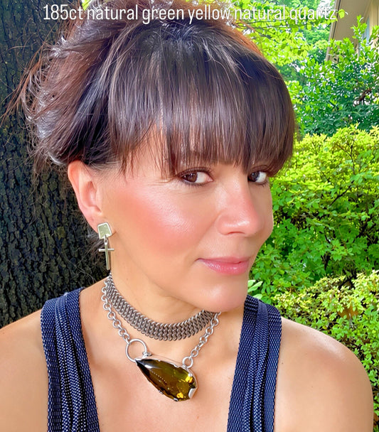 Sterling silver natural lemon quartz 185ct necklace Colors Of Etnika