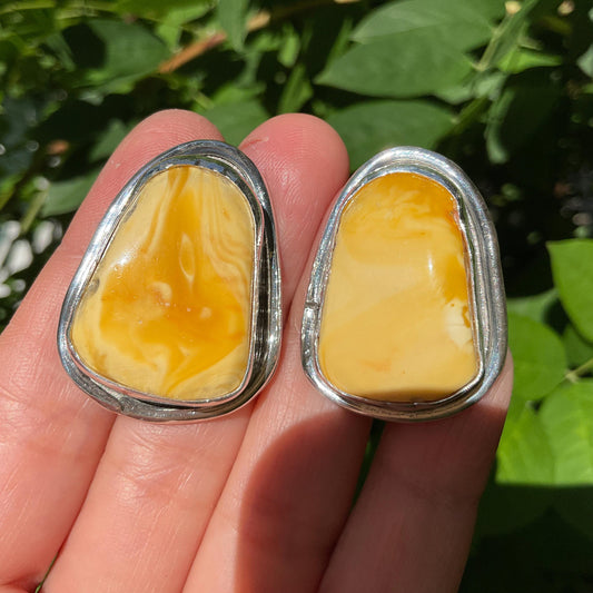 Sterling silver butterscotch yellow Amber post  earrings Colors Of Etnika