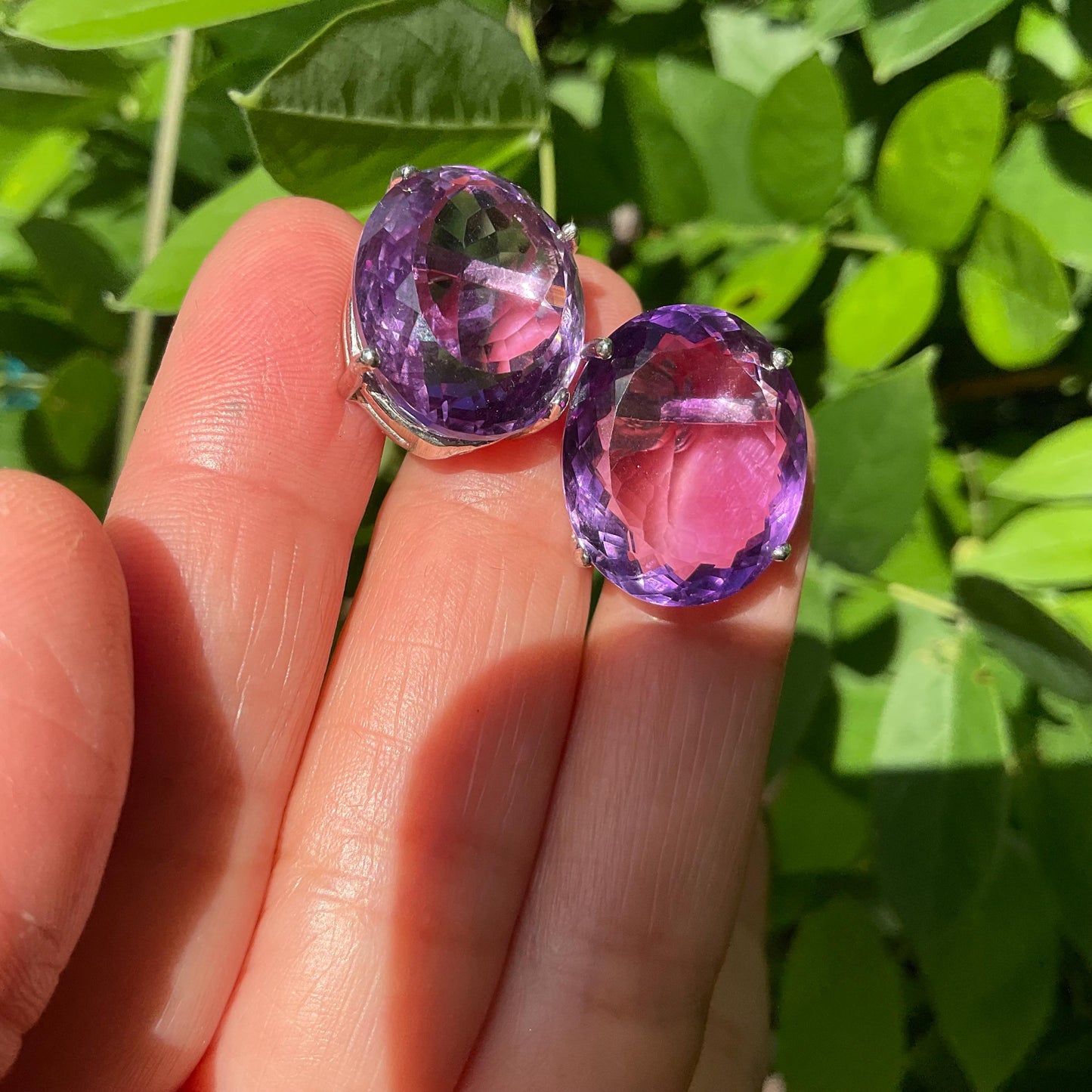 Sterling Silver natural purple Amethyst stud post large Earrings Colors Of Etnika