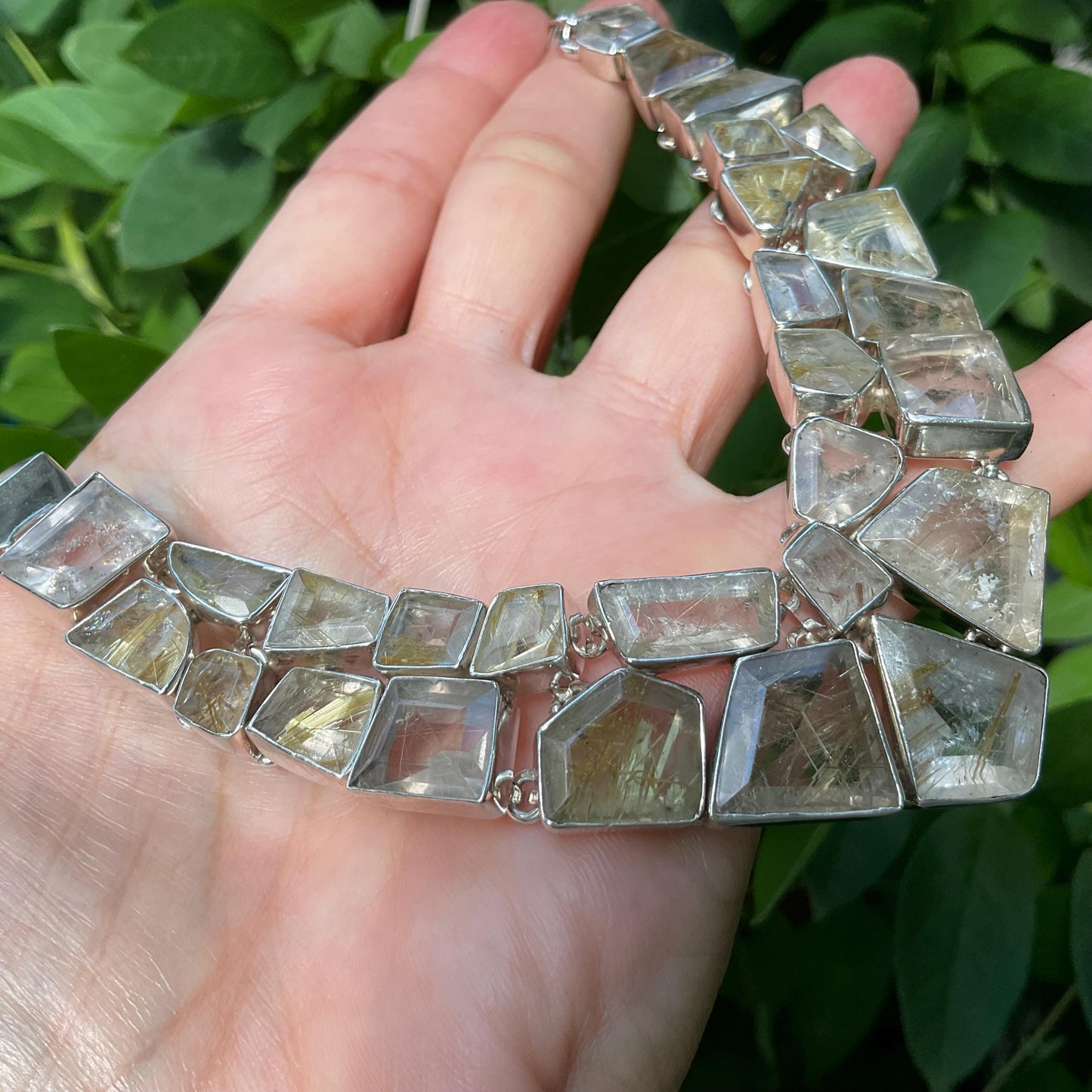 Sterling silver rutile quartz golden ribbon necklace Colors Of Etnika