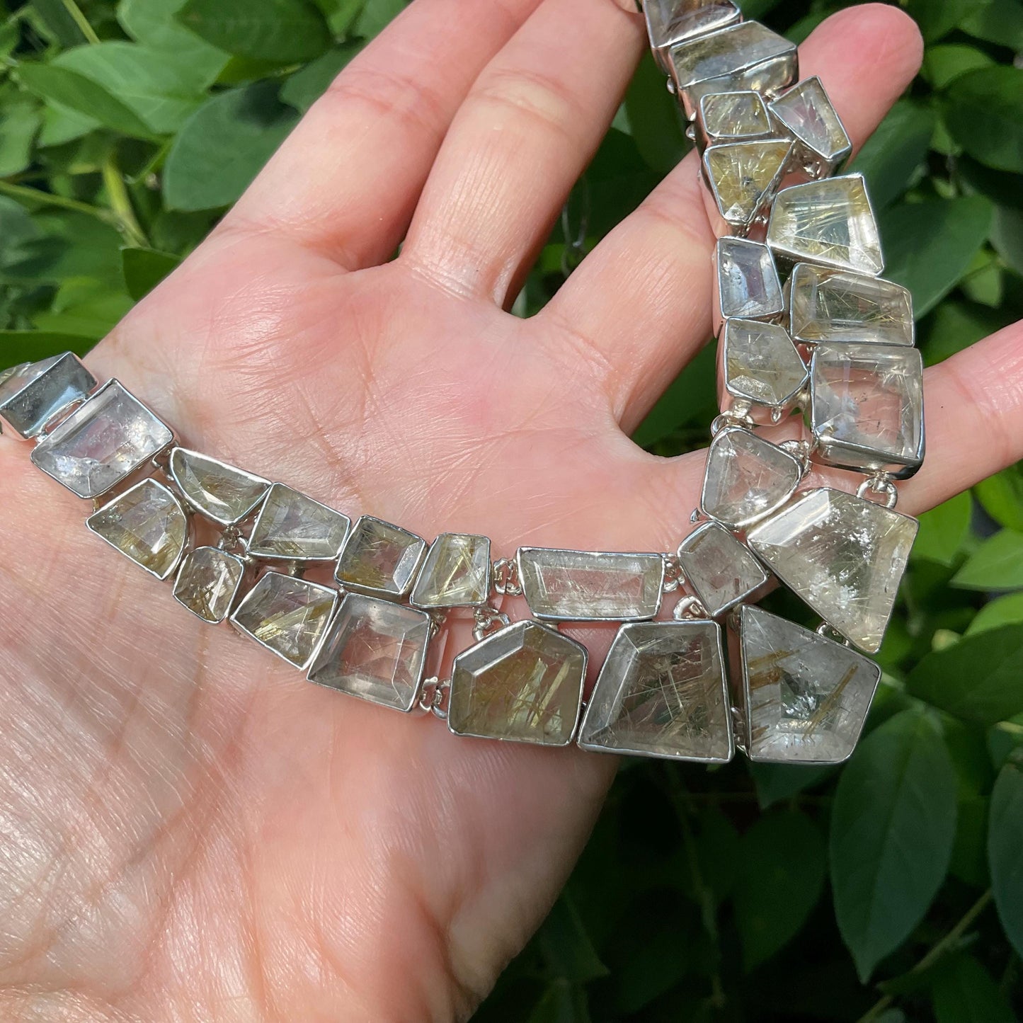 Sterling silver rutile quartz golden ribbon necklace Colors Of Etnika