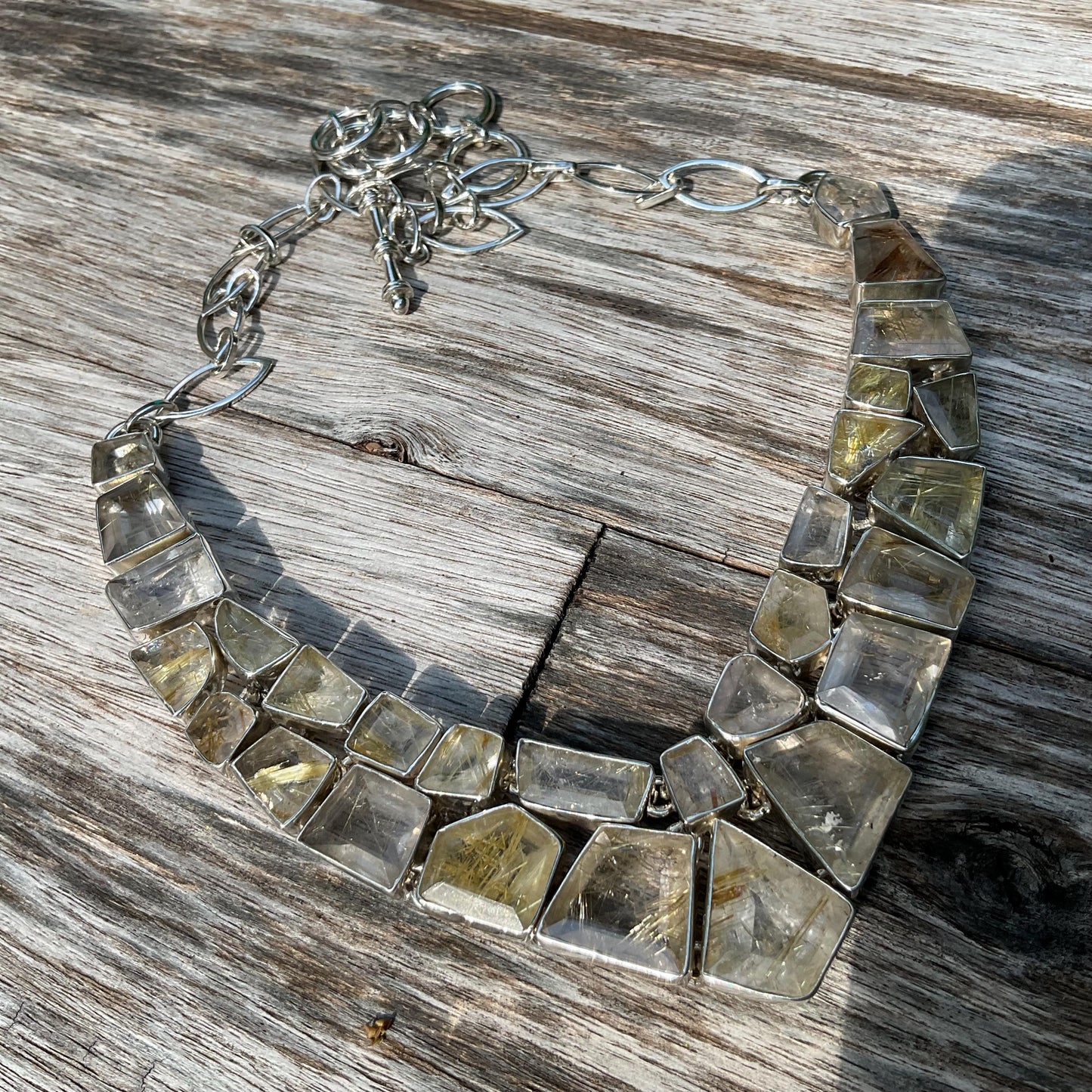 Sterling silver rutile quartz golden ribbon necklace Colors Of Etnika