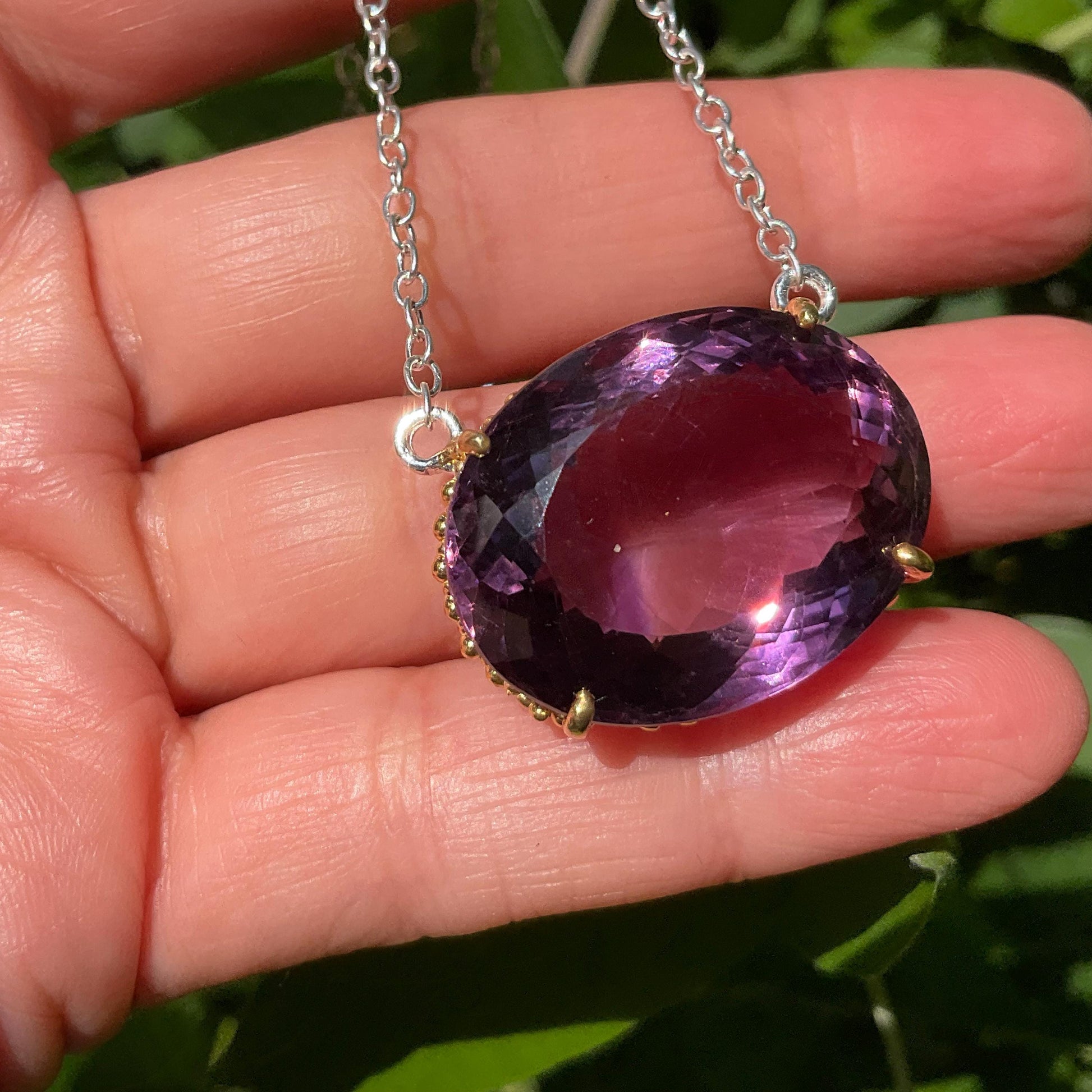 sterling silver amethyst pendant with necklace 30ct Colors Of Etnika