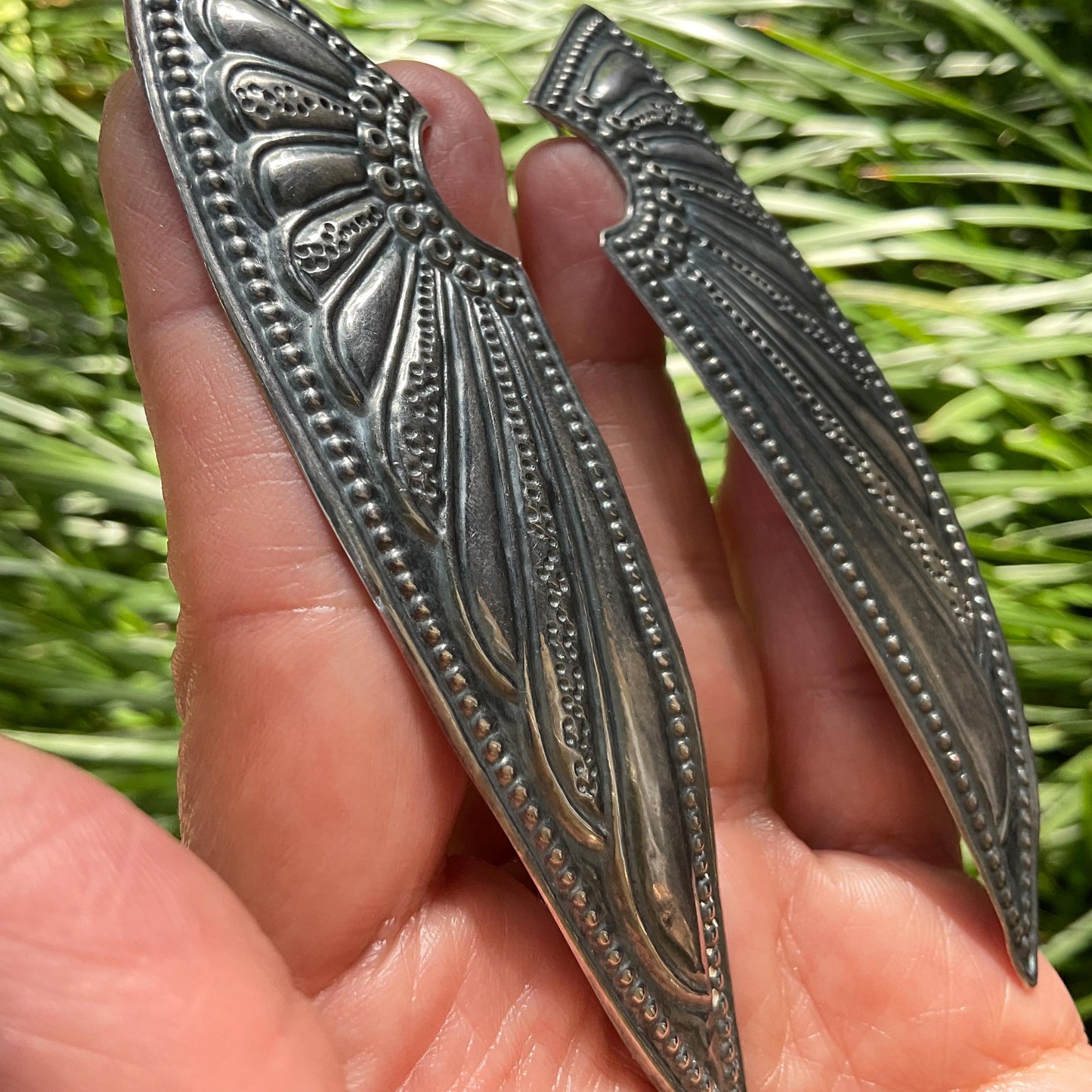 Sterling Silver angel wings oversize long Earrings Colors Of Etnika