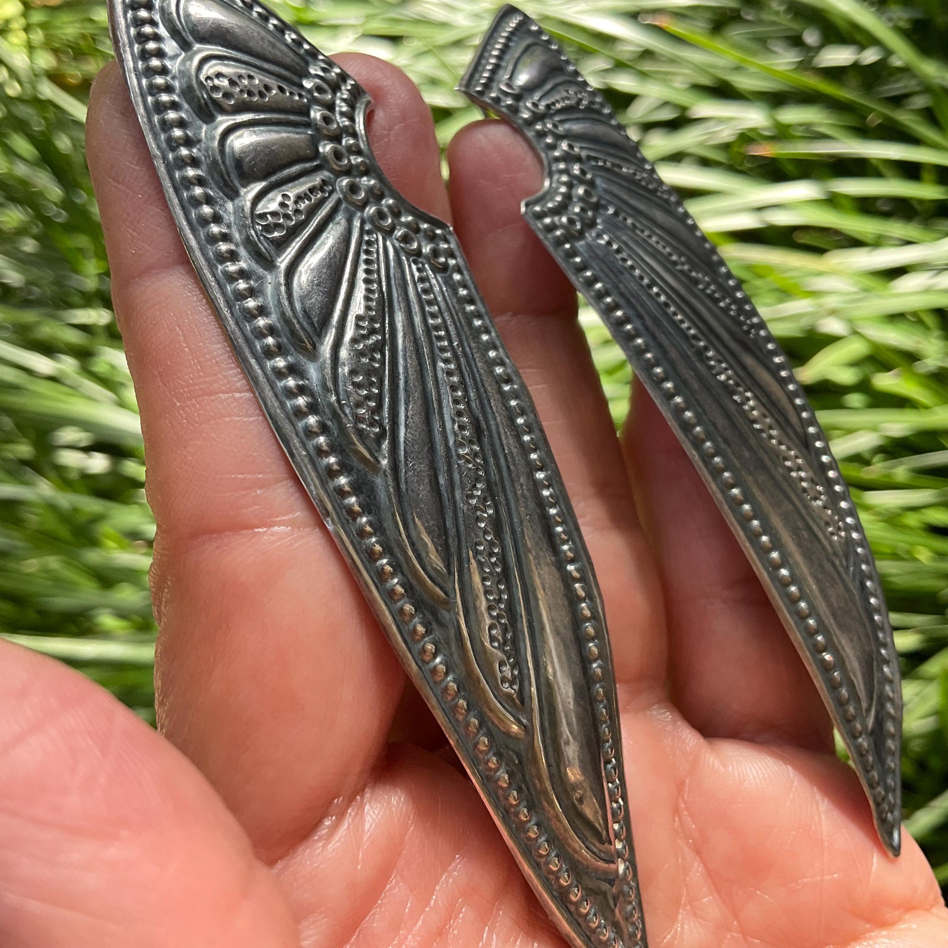 Sterling Silver angel wings oversize long Earrings Colors Of Etnika