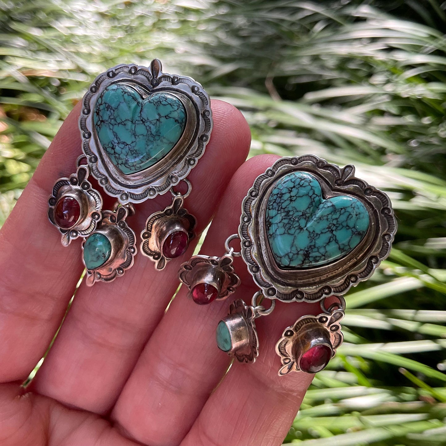 Sterling Silver  heart turquoise dangle earrings Colors Of Etnika