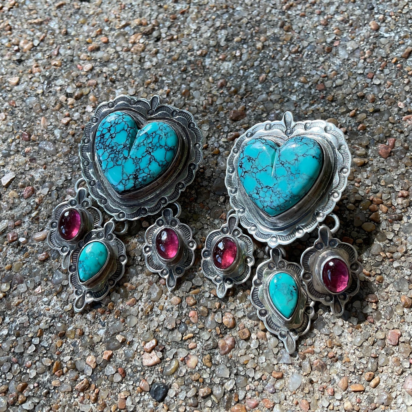 Sterling Silver  heart turquoise dangle earrings Colors Of Etnika