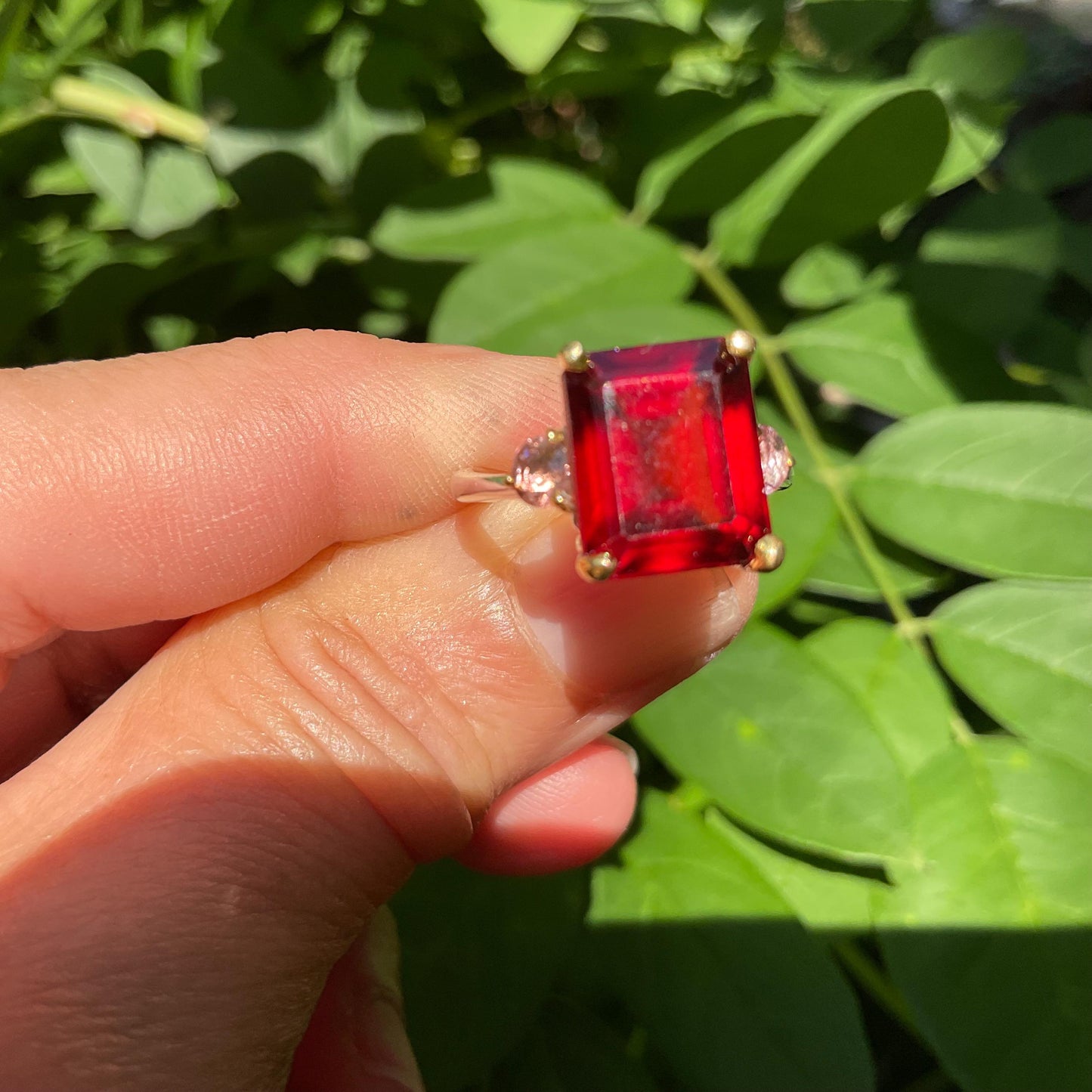 Sterling silver red hessonite garnet pink tourmaline ring 7 Colors Of Etnika