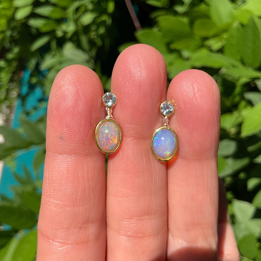 sterling silver rainbow natural opal topaz post earrings Colors Of Etnika