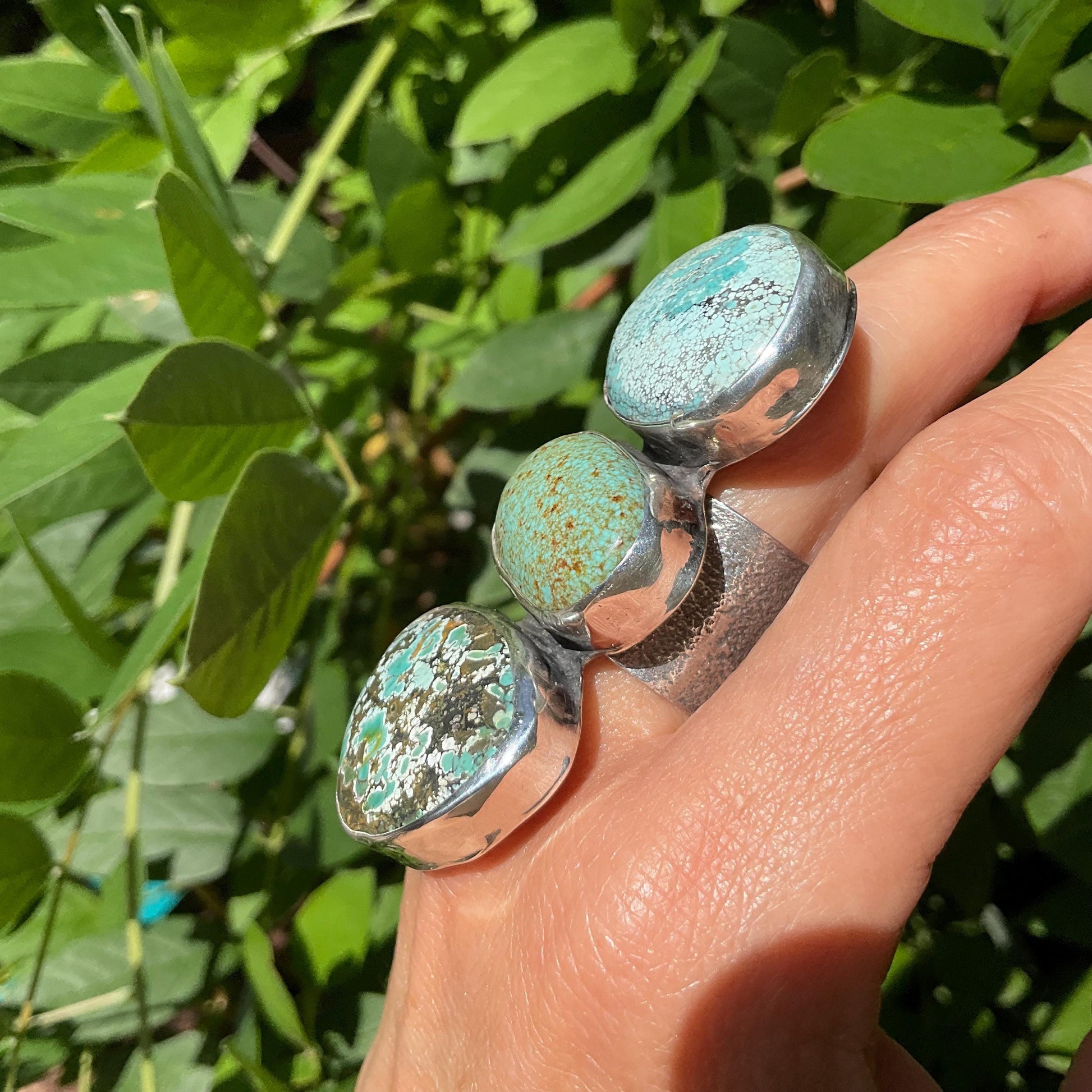 Sterling silver Statement turquoise adjustable cuff ring 7-10 Colors Of Etnika