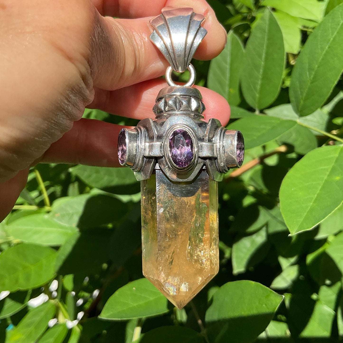 sterling silver Natural citrine amethyst pendant Colors Of Etnika