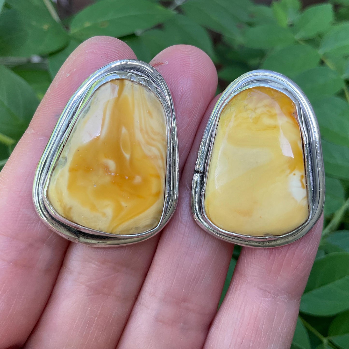 Sterling silver butterscotch yellow Amber post  earrings Colors Of Etnika