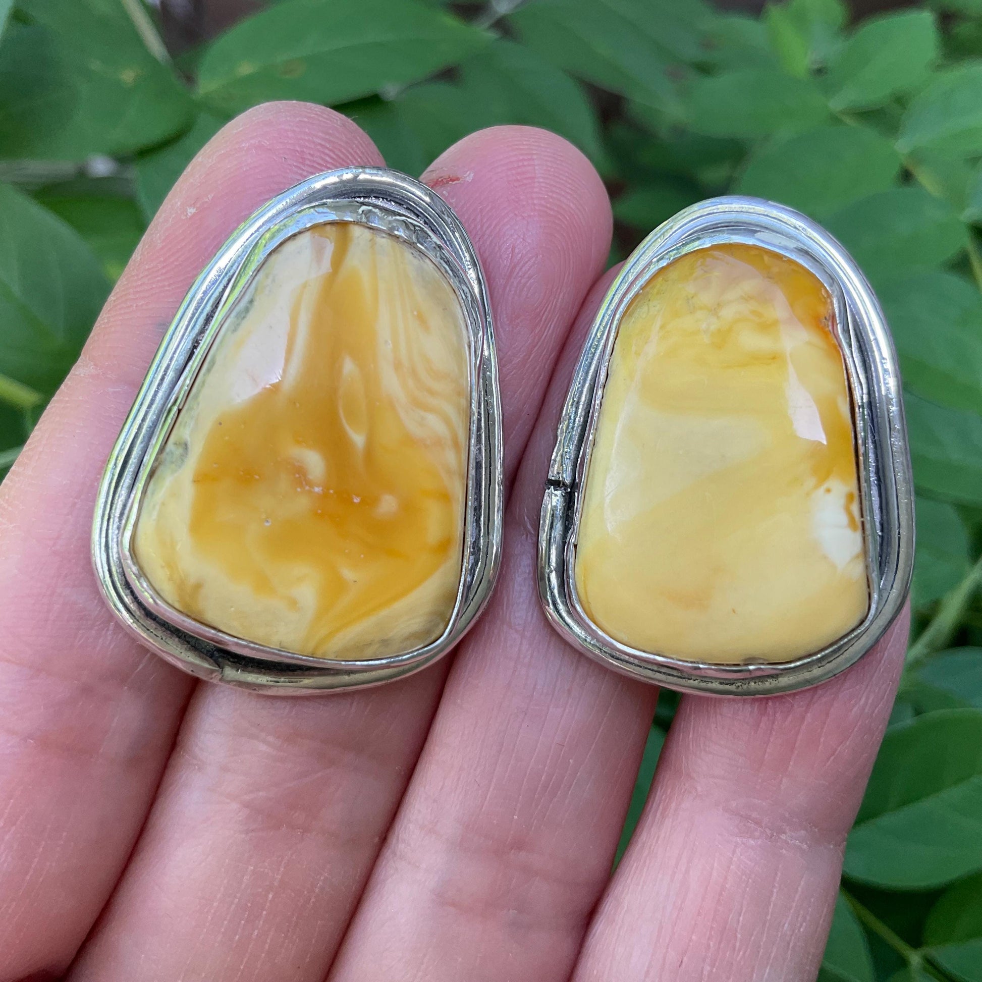 Sterling silver butterscotch yellow Amber post  earrings Colors Of Etnika
