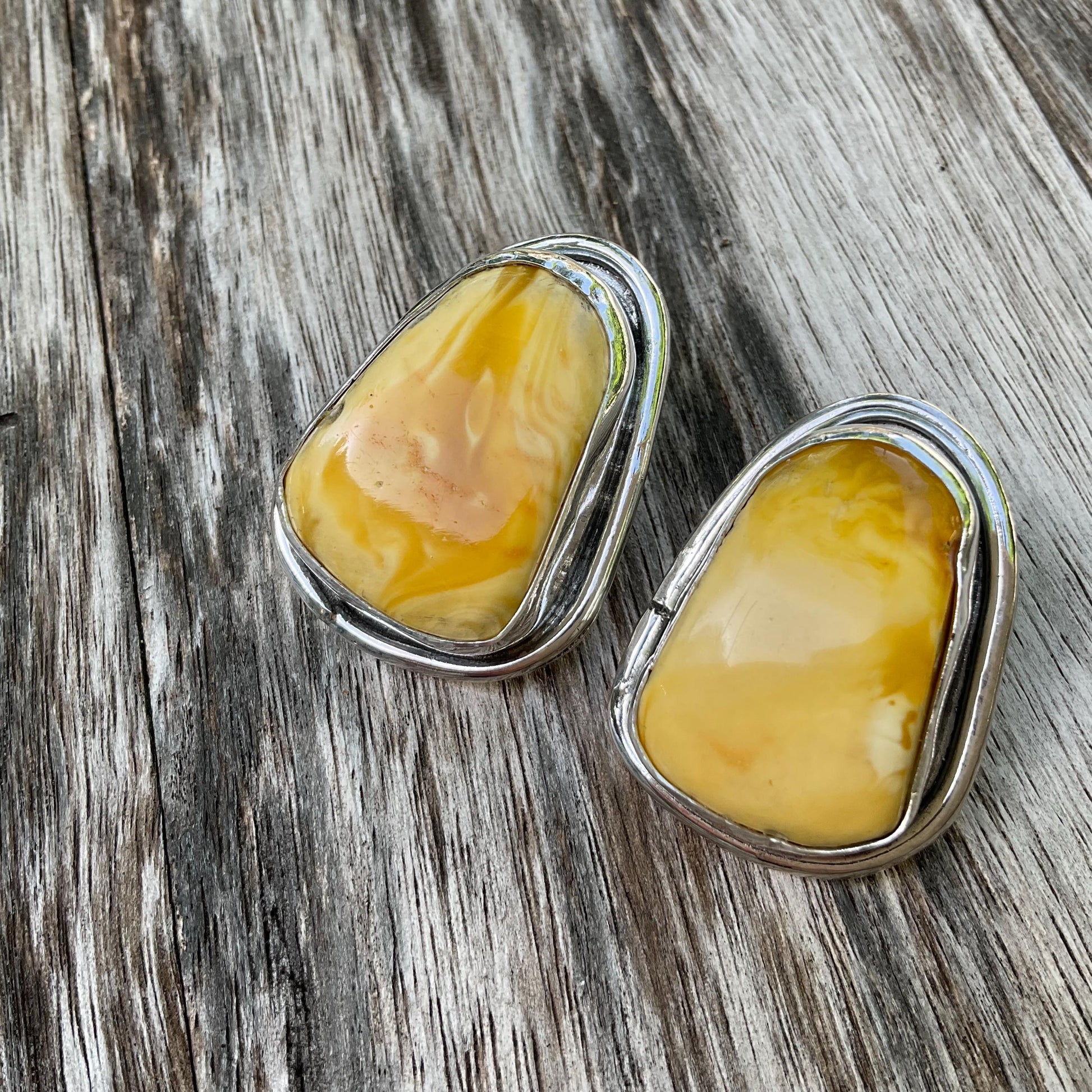 Sterling silver butterscotch yellow Amber post  earrings Colors Of Etnika