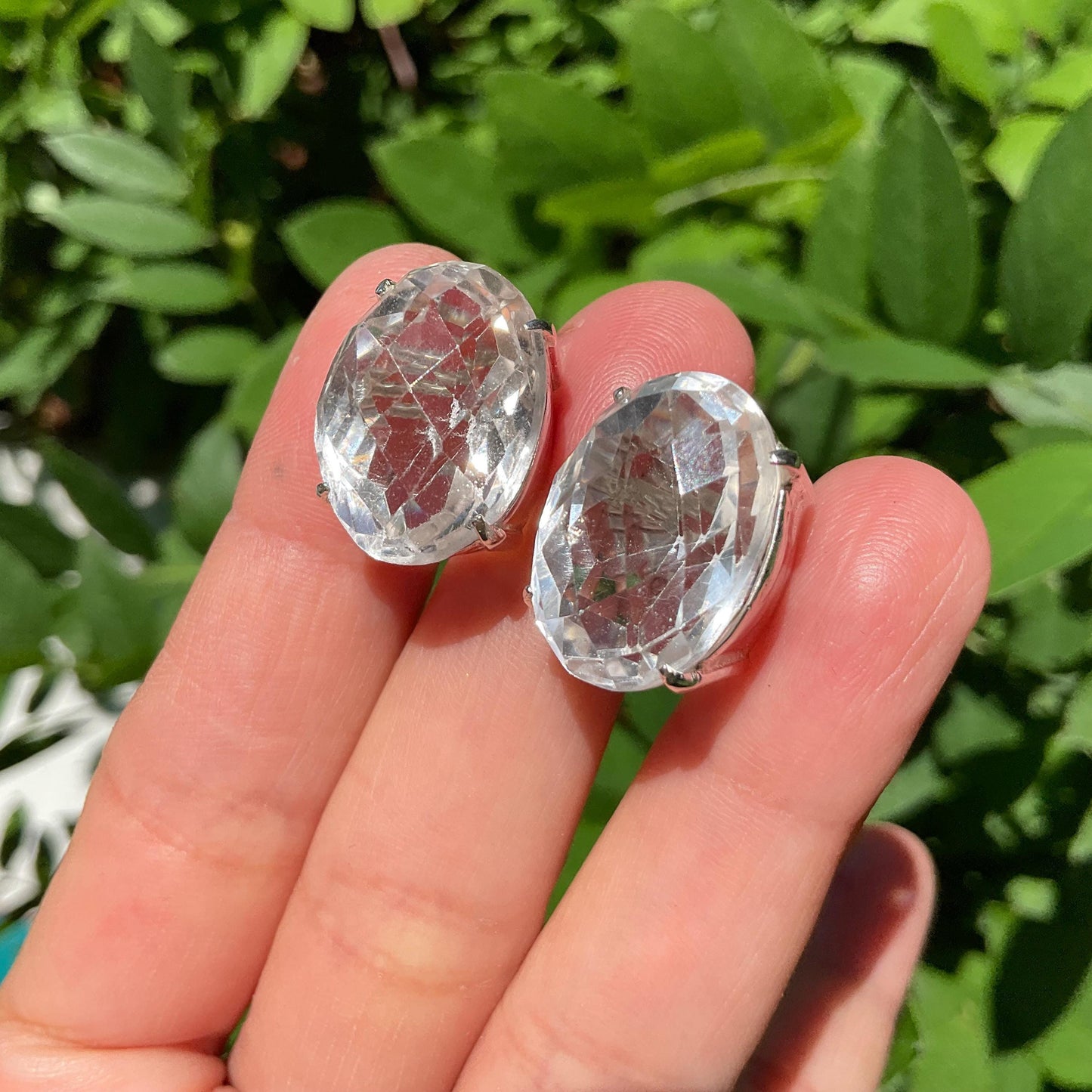 Sterling silver crystal quartz large post earrings Colors Of Etnika