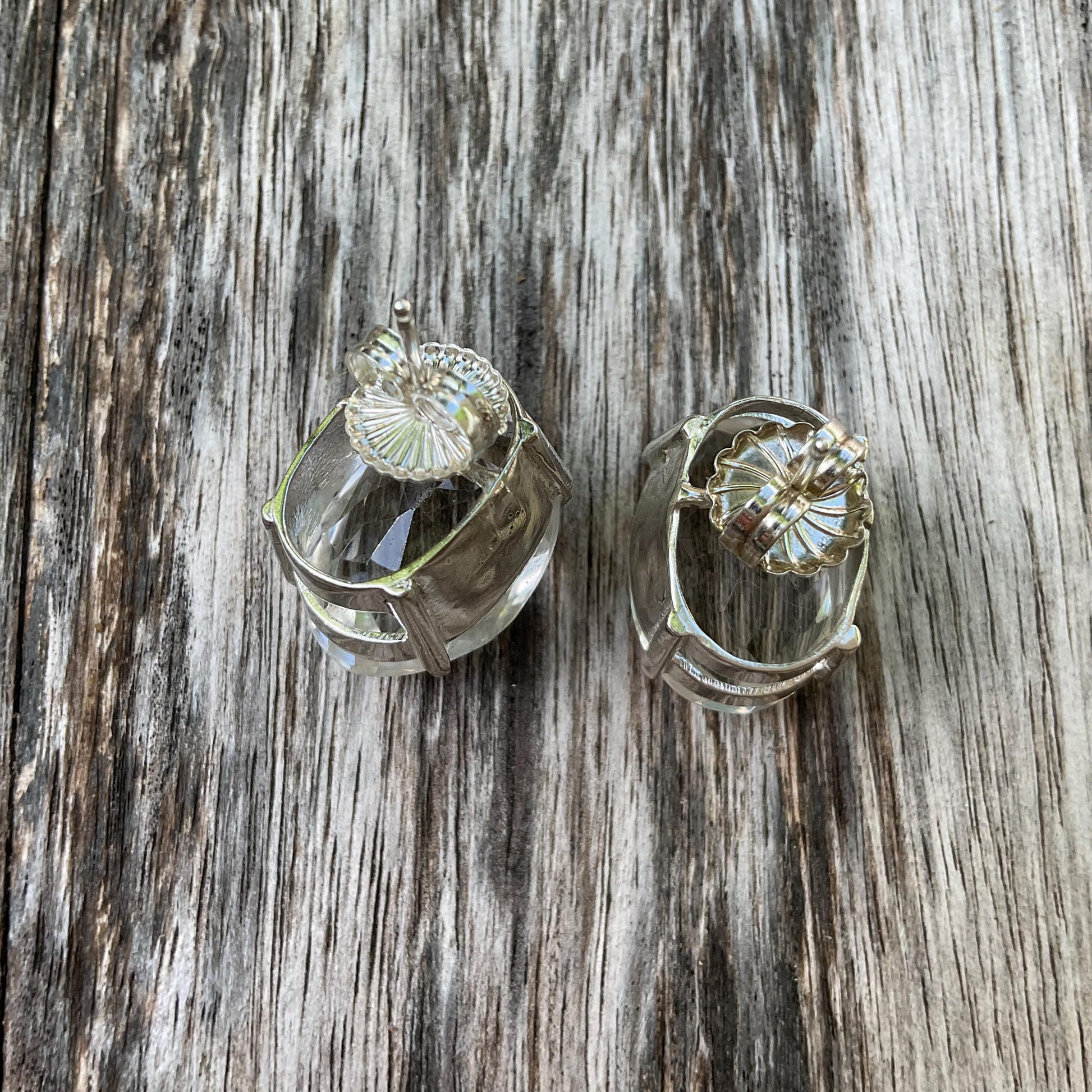 Sterling silver crystal quartz large post earrings Colors Of Etnika