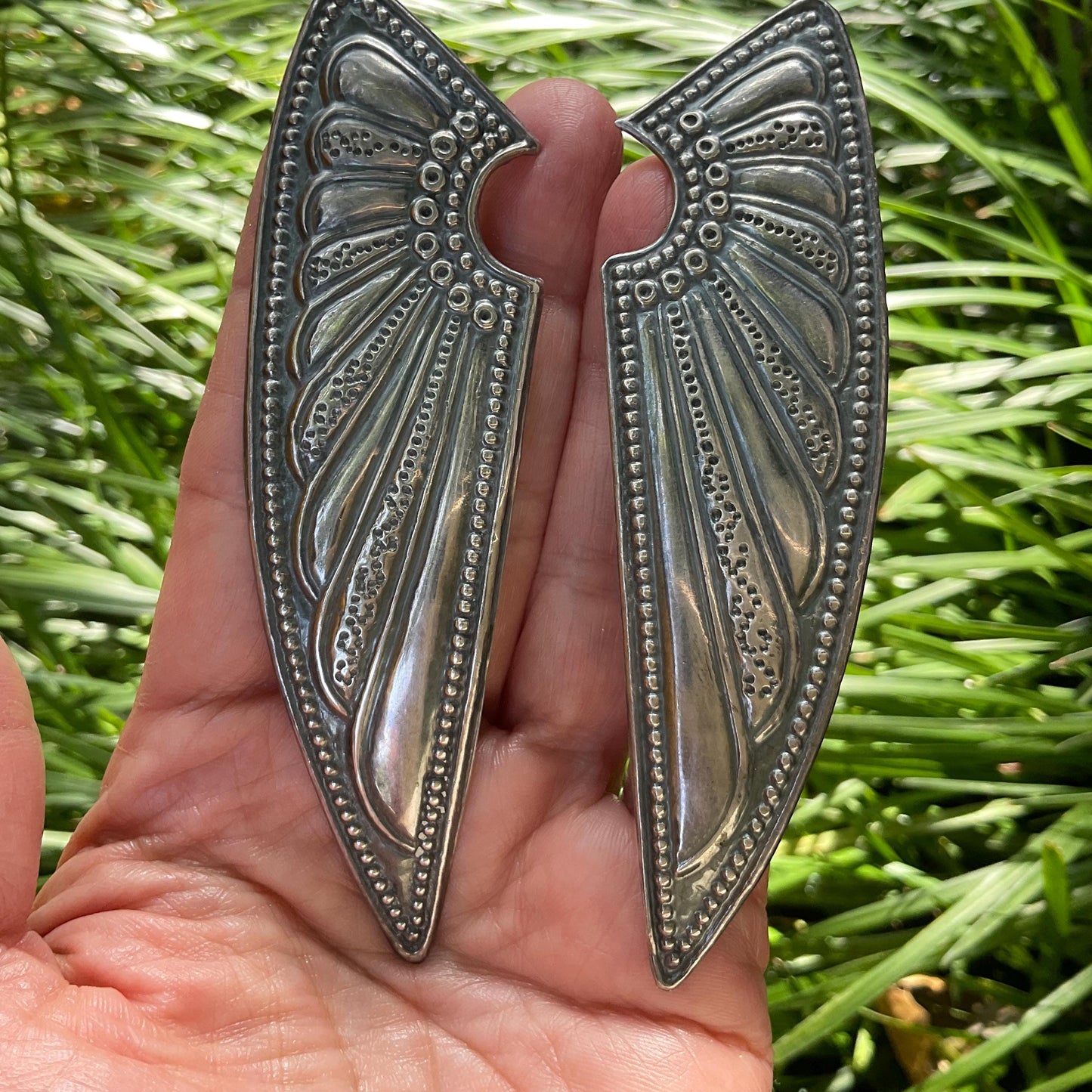Sterling Silver angel wings oversize long Earrings Colors Of Etnika