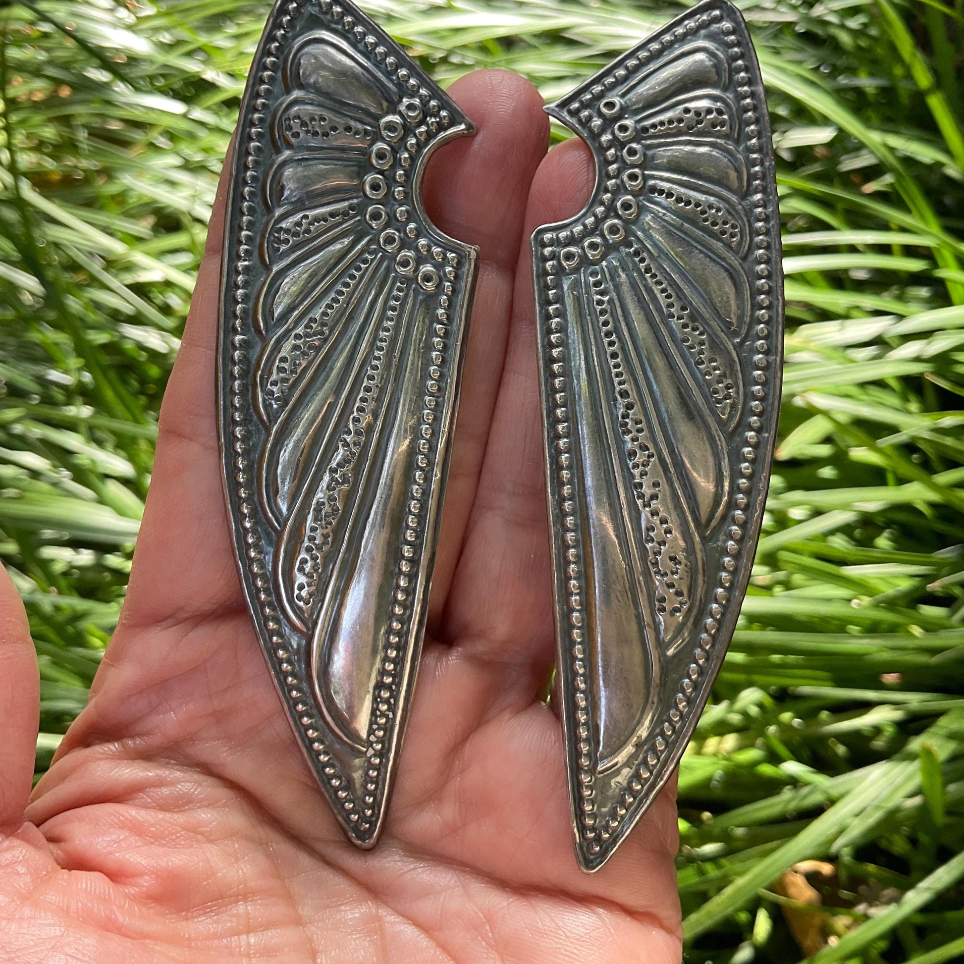 Sterling Silver angel wings oversize long Earrings Colors Of Etnika