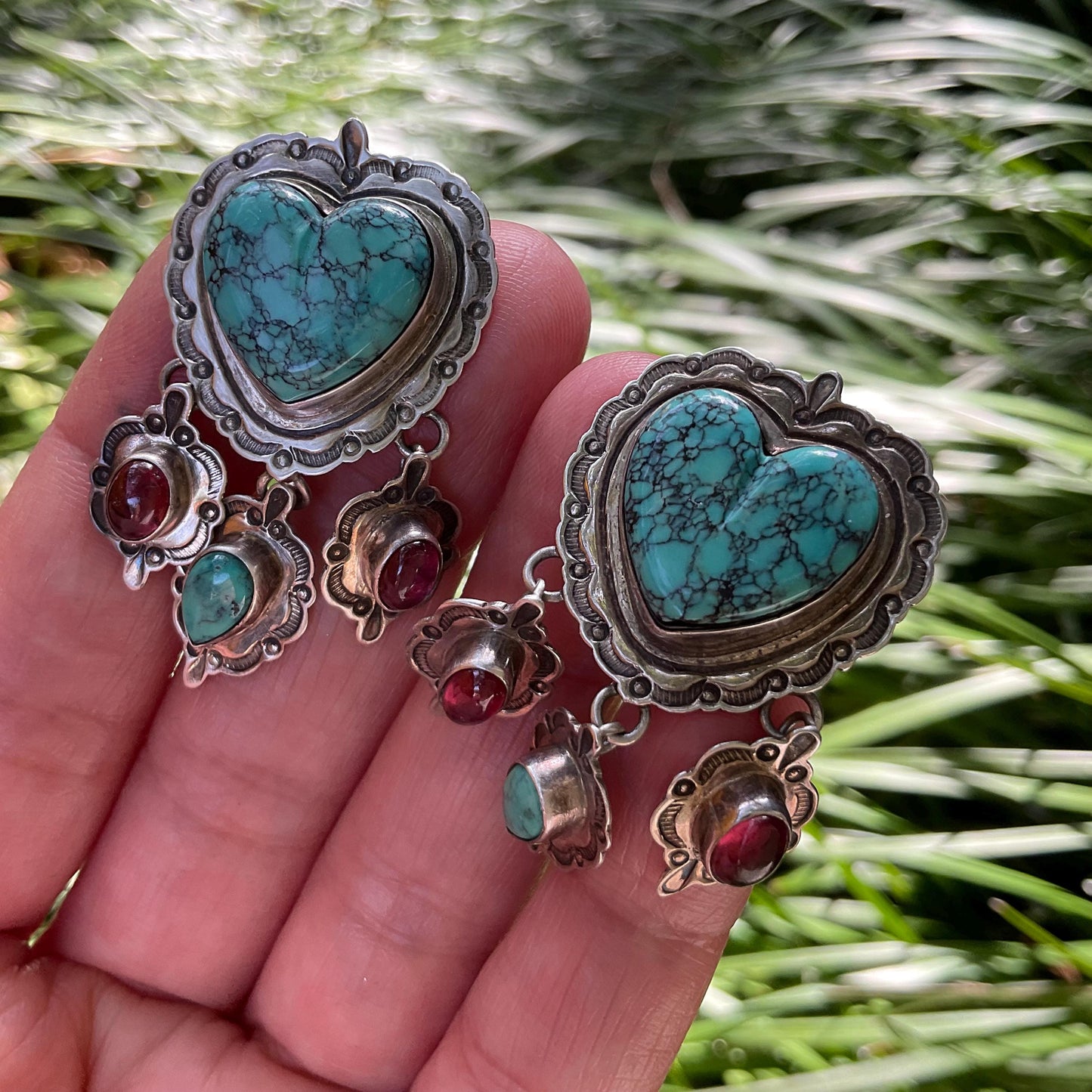 Sterling Silver  heart turquoise dangle earrings Colors Of Etnika
