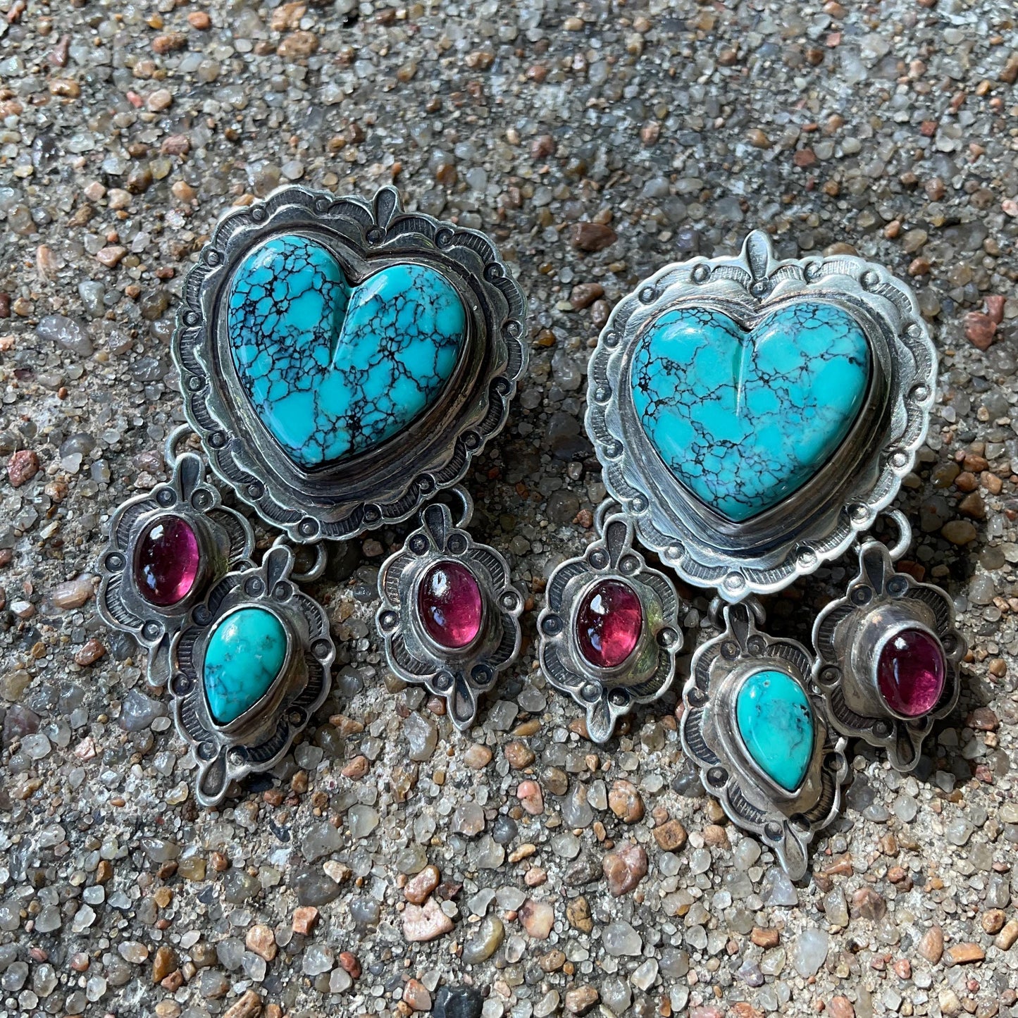 Sterling Silver  heart turquoise dangle earrings Colors Of Etnika