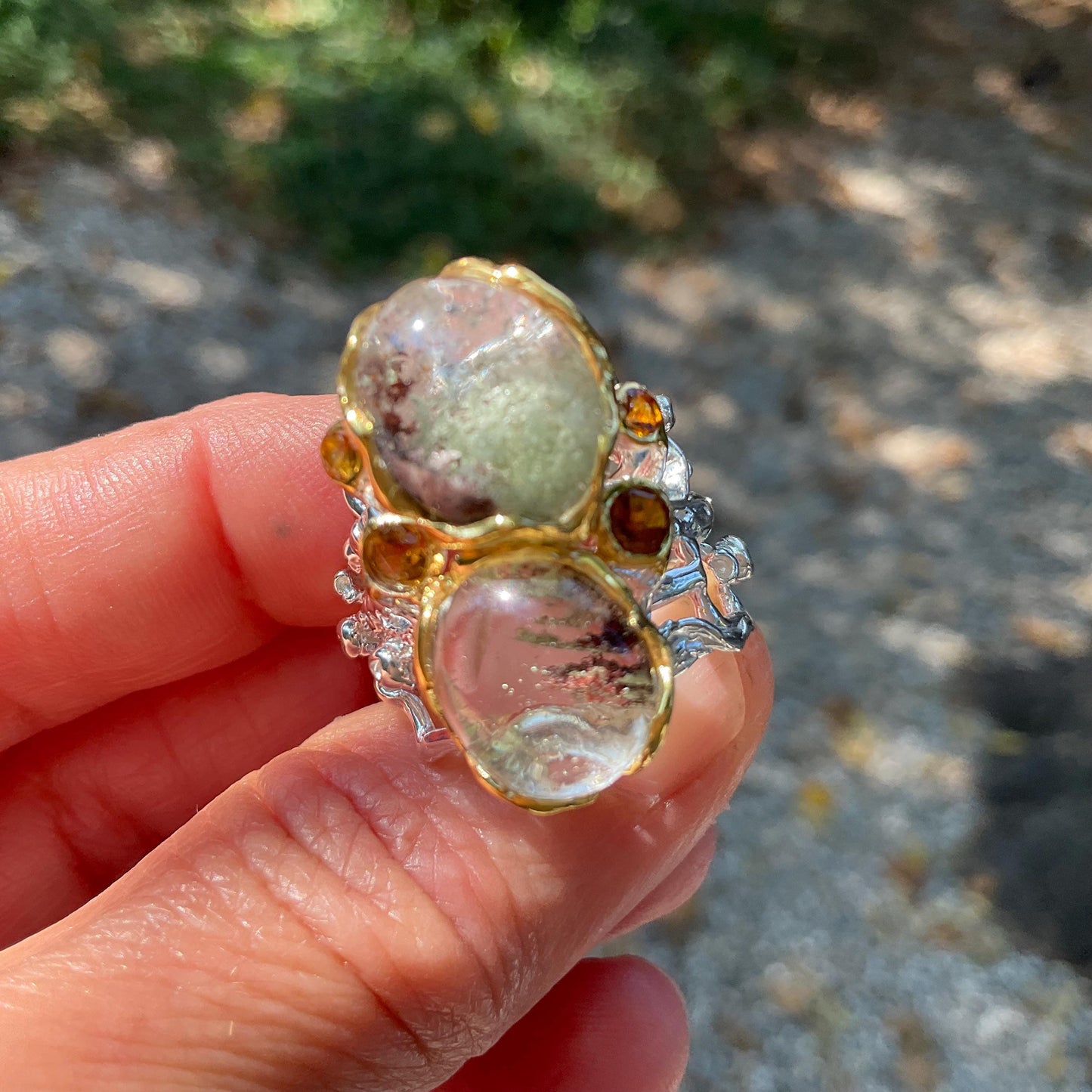 925 sterling silver ghost quartz statement ring Colors Of Etnika