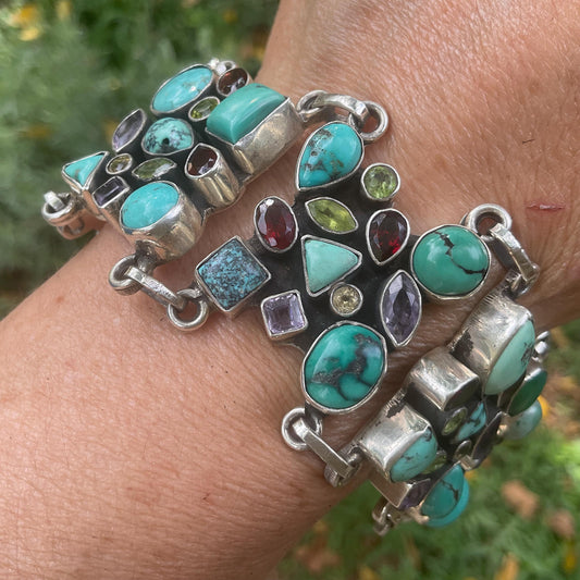 sterling silver statement  turquoise  Bracelet Colors Of Etnika