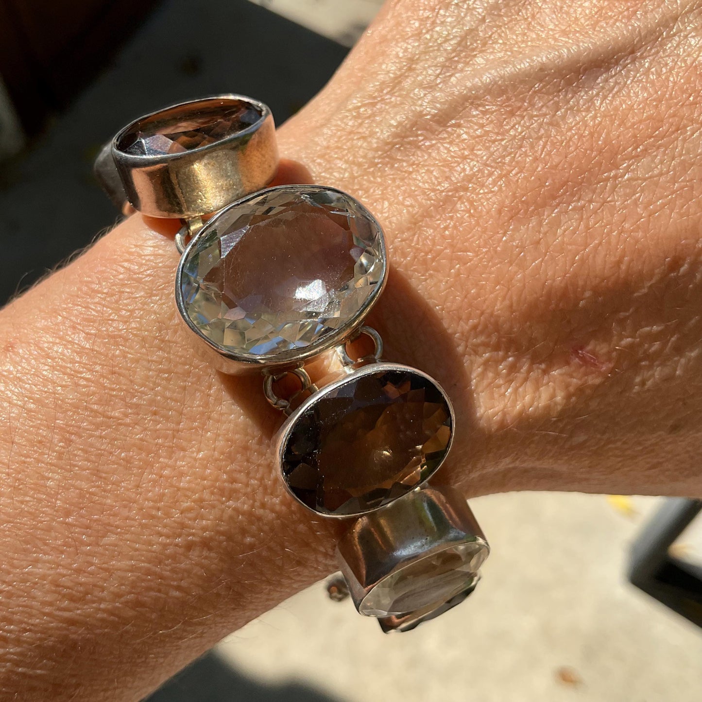 sterling silver Natural  smokey quartz  bracelet Colors Of Etnika