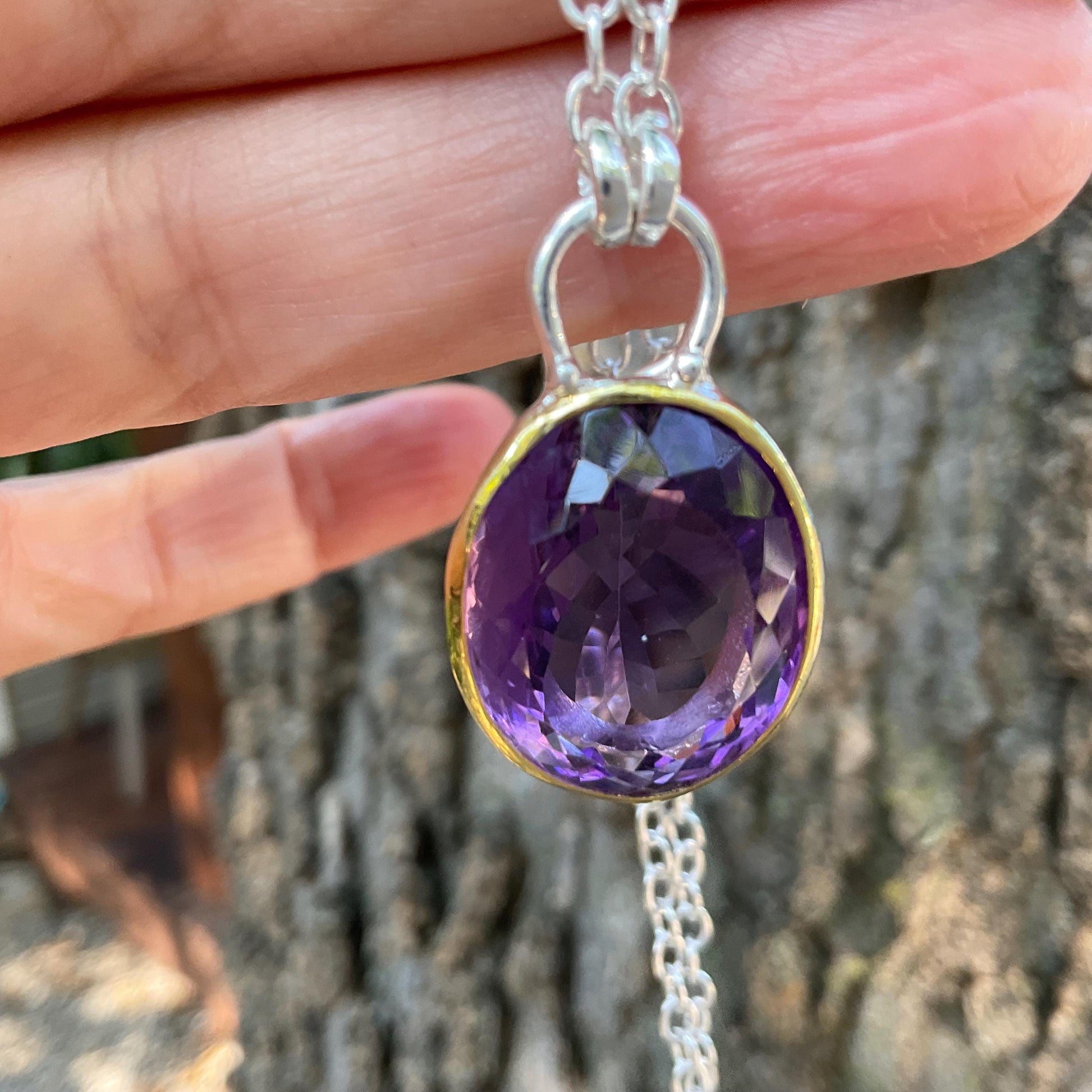 Artisan sterling silver 20ct Amethyst necklace Pendant Colors Of Etnika