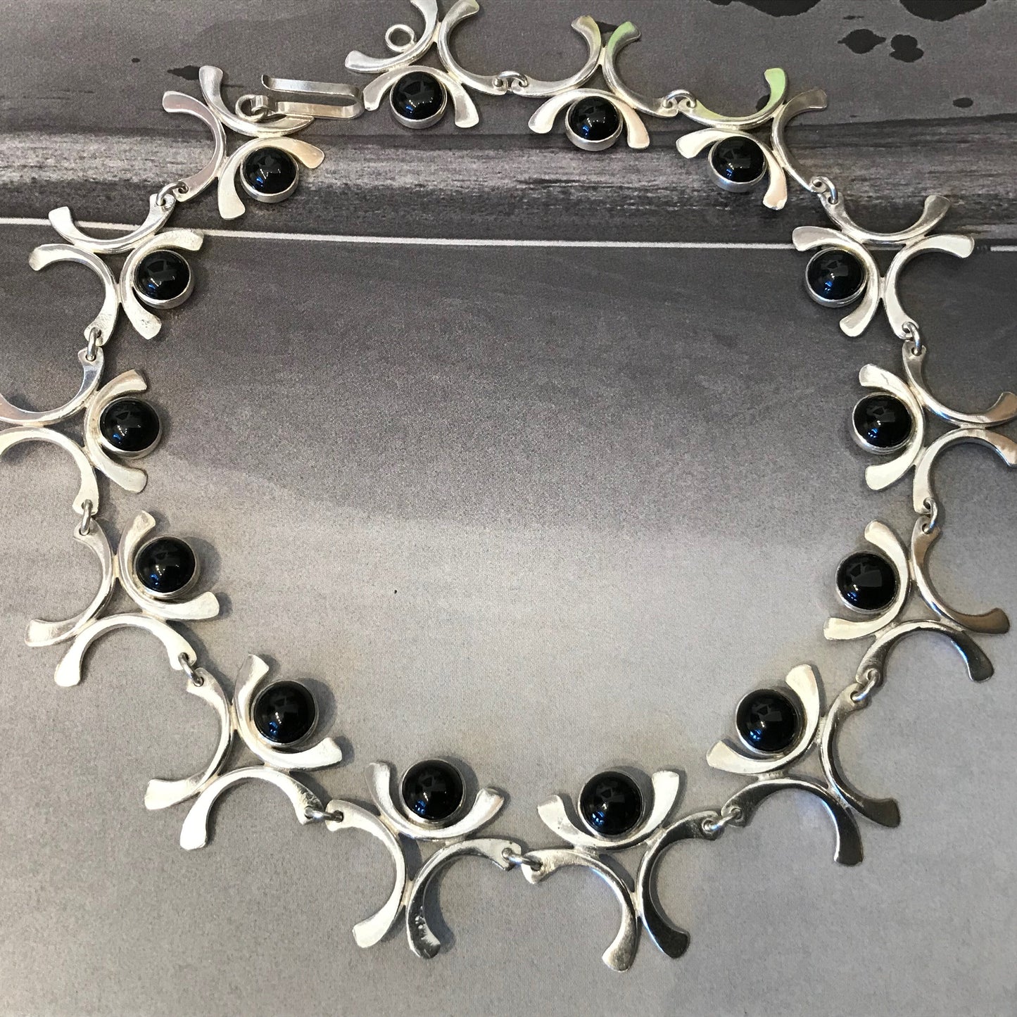 Sterling silver  black onyx handmade necklace  choker Vintage