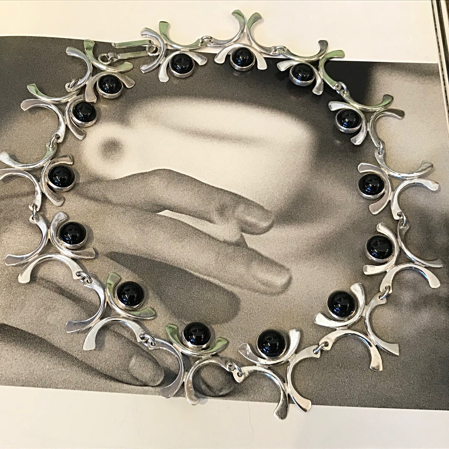 Sterling silver  black onyx handmade necklace  choker Vintage
