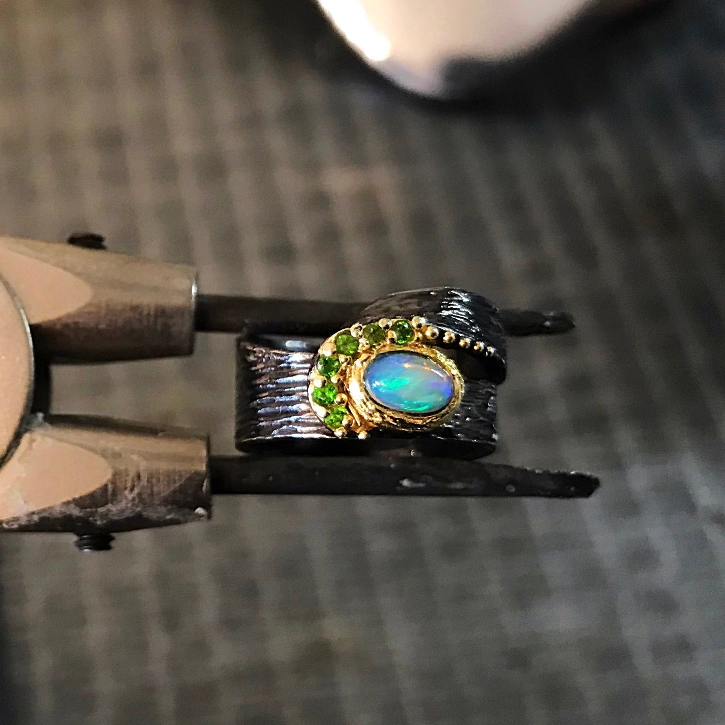 Sterling Silver Natural Opal Artisan Handmade Ring 6.5