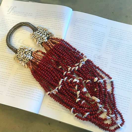 Red Java Seed Runway Artisan Studio Long Ethnic Necklace