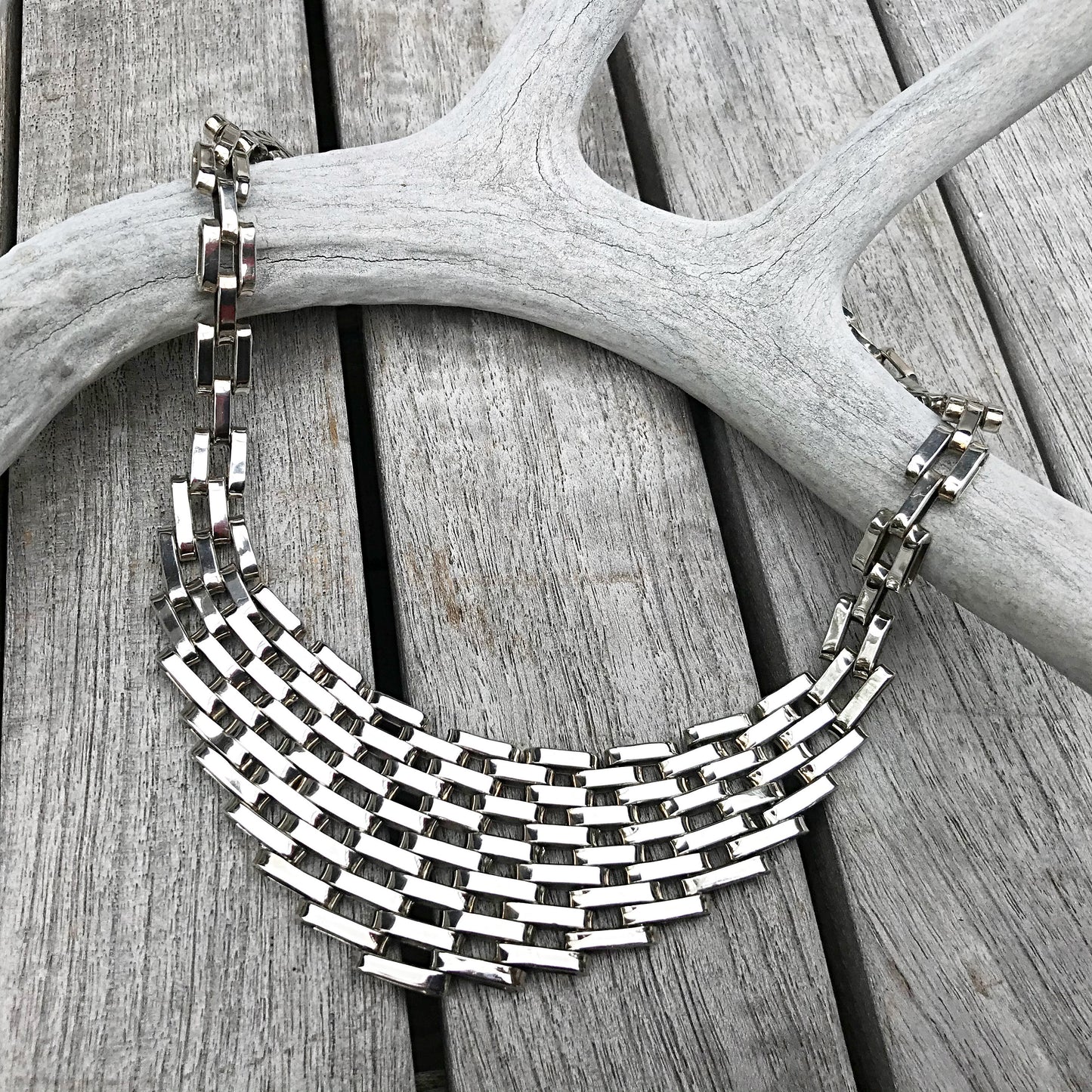 Sterling silver statement runway handmade modernist  choker necklace collar