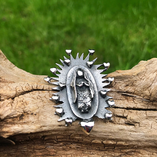 Sterling Silver statement Madonna Virgen Guadalupe pendant for necklace