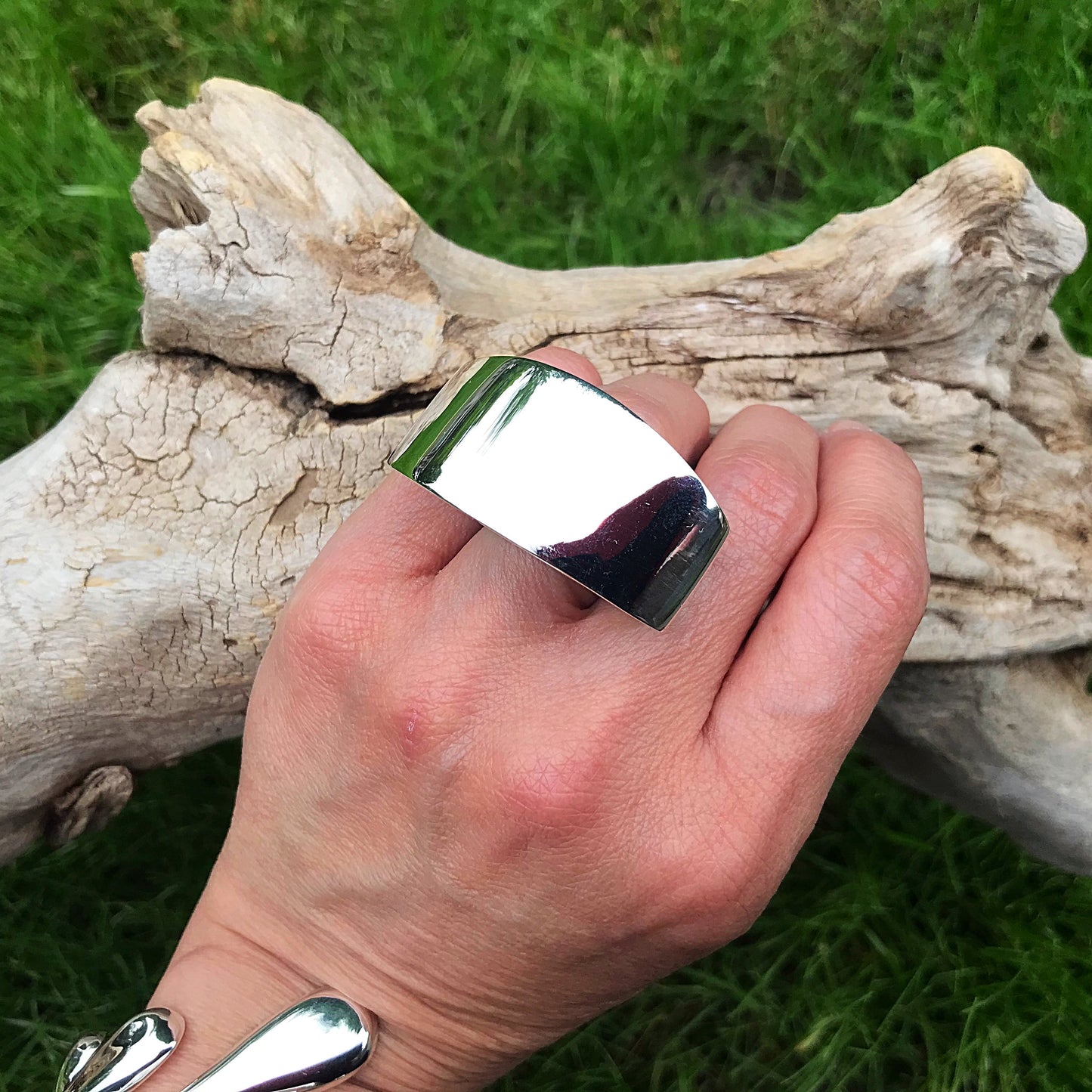Sterling Silver Modernist Abstract oversize  Statement Ring 6 7