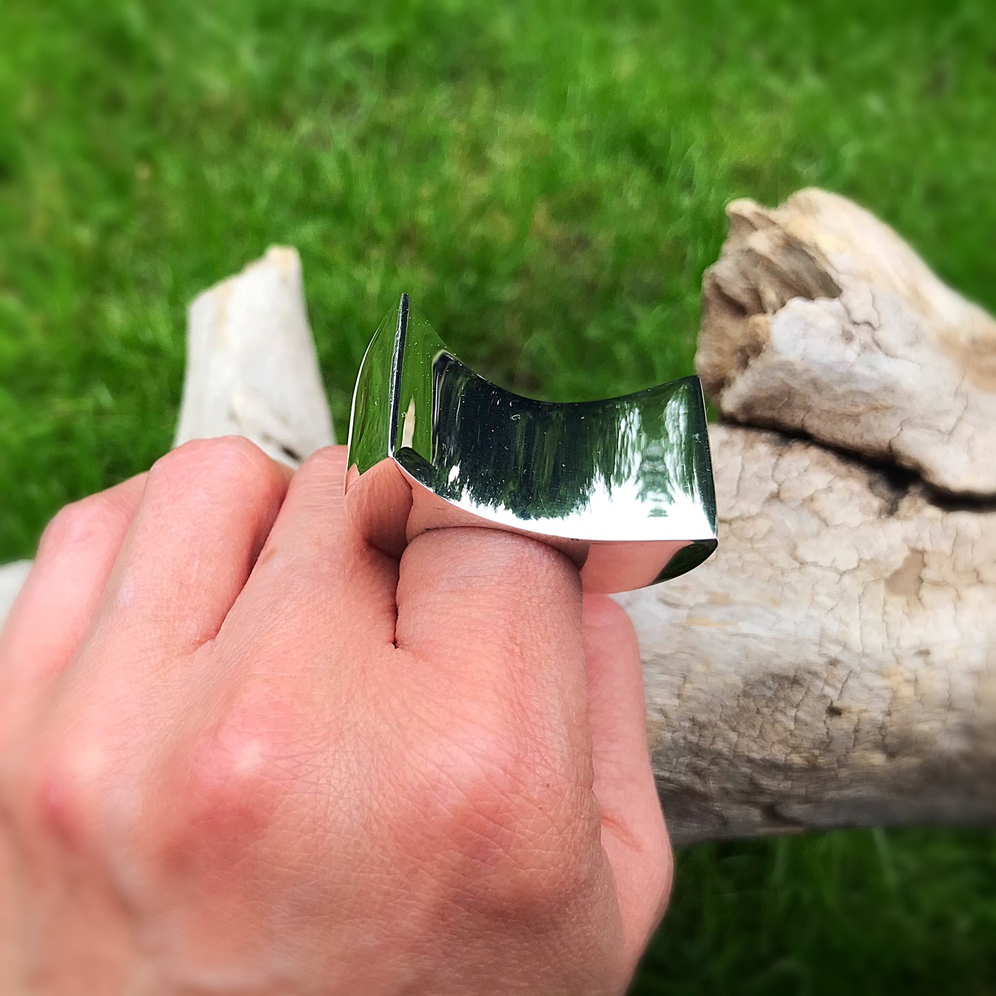 Sterling Silver Modernist Abstract oversize  Statement Ring 6 7 8