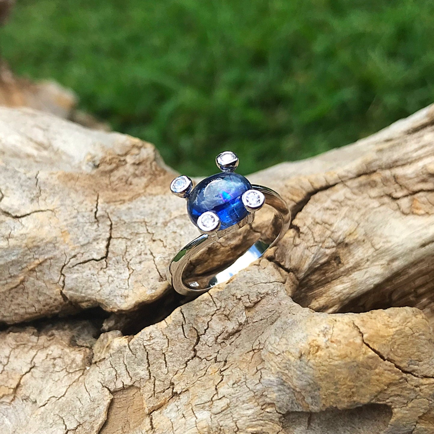 Sterling Silver Handmade Blue Kyanite CZ Artisan handmade ring 7