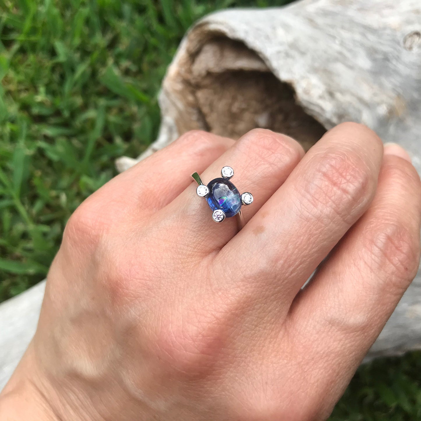 Sterling Silver Handmade Blue Kyanite CZ Artisan handmade ring 7