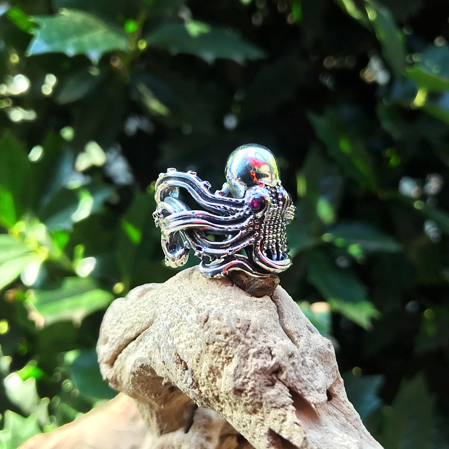 Octopus squid Handmade Sterling Silver Artisan Ring Open ring 5-11