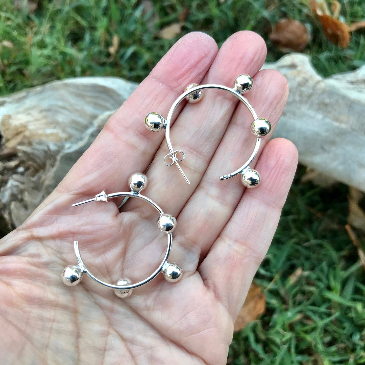 sterling silver Modernist small hoop Earrings