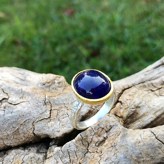 Handmade Sterling Silver Natural Blue Sapphire topaz  Ring 7