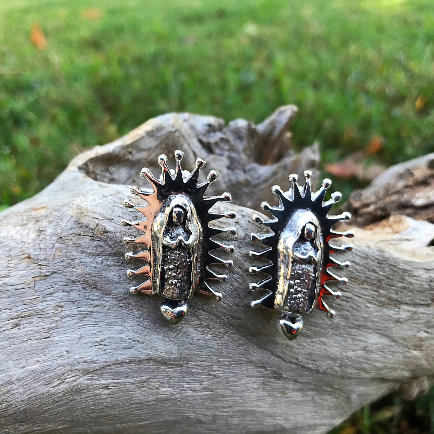 Sterling Silver Madonna Lady Guadalupe Stud earrings