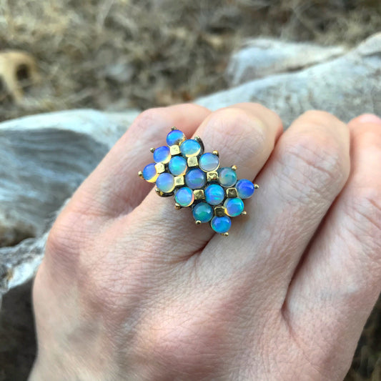 Sterling silver natural fire opal  statement ring 5