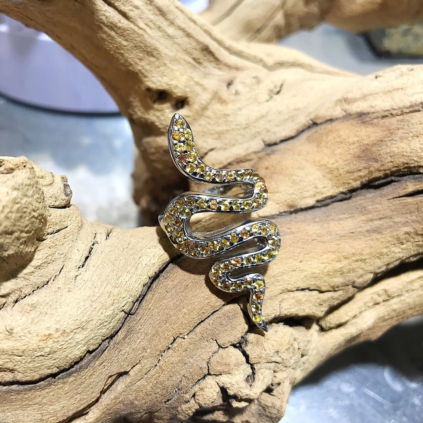 925 sterling silver statement snake yellow sapphire ring 9